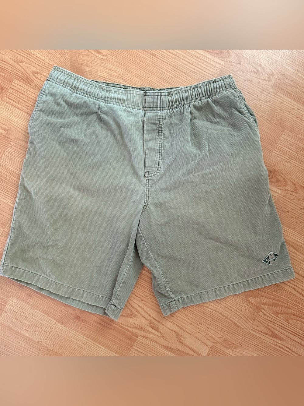 Vintage Zeppelin Corduroy Shorts Mens 33 Tan Elastic Waist 90s Skater